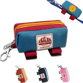 Dog Poop Bag Holder For Leash, Zippered Canvas Poop Bag Dispenser Pouch With Velcro Straps & Metal Carabiner Clip, Holds Keys & Treats For Daily Dog W
