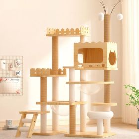 66.9" Modern Cat Tower, Wood Cat Tree Tower for Indoor Cats, Cat Treewith Sisal-Covered Scratching Posts and Top Perch, Cat Condo with Acrylic Hammock
