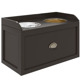 Pet Feeding Station Pet Dish Bowl Set with Storage, 2 Elevated Dog Bowls for Large Sized Dogs, Coffee