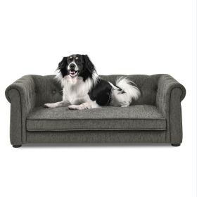 Elegant Rectangular Pet Bed Suitable For Medium And Large Dogs (Option: Dark grey)